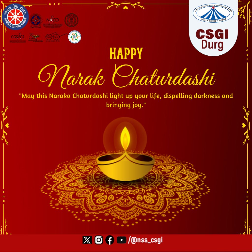 CsitNss's tweet photo. On this Narak Chaturdashi, let’s light the way to goodness and dispel the darkness within. May this day bring cleansing, renewal, and brighter beginnings for all. 🪔 #NarakChaturdashi #Diwali2024 https://t.co/7xmUn0P7as