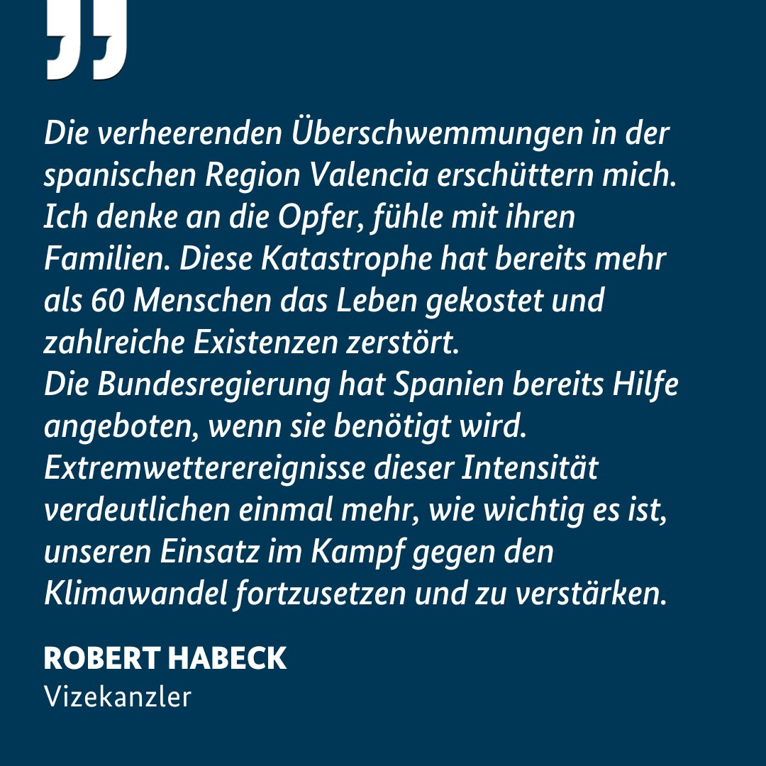 BMWE_'s tweet photo. Bundesminister #Habeck zu den Überschwemmungen in der Region #Valencia in #Spanien. https://t.co/0y5v991zCA