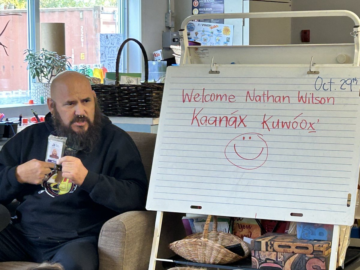 We love when <a href="/laxgoalchief00/">Nathan “Kaanaax Kuwoox” Wilson</a> comes to visit us at LE! Nathan teaches us about his Indigenous culture and shares beautiful stories that have been passed on to him by his elders. Our K students got to hear the story of the spider yesterday. We hope to see you back soon! <a href="/deltasd37/">DeltaSchoolDistrict</a>