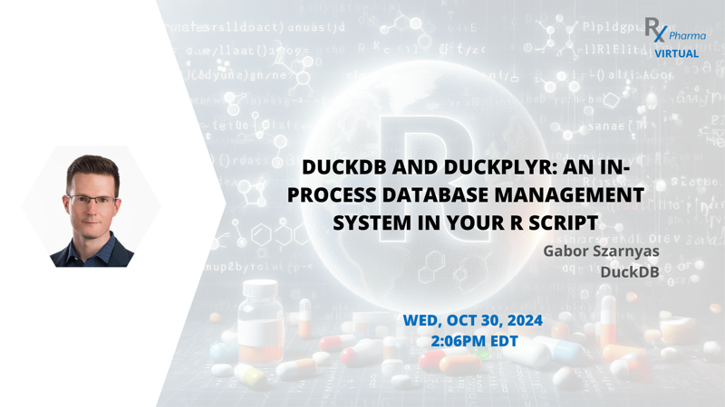 R/Pharma Conf Day 2 starts in 15 mins!

Oct 30th @ 10am ET!

Keynote by Tala Fakhouri <a href="/US_FDA/">U.S. FDA</a> - Responsive Regulation of AI in Drug Development...

Then Daniel Sjoberg <a href="/genentech/">Genentech</a> on #RStats gtsummary &amp; ARDs!

Talk on #DuckDB by Gabor Szarnyas <a href="/duckdb/">DuckDB</a>!

events.zoom.us/ev/AvobJEOTVwk…