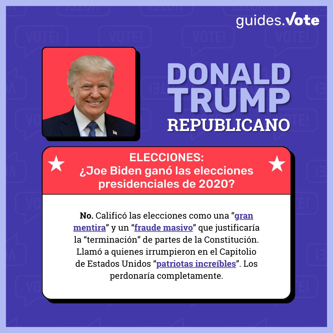 Ambos republicanos y demócratas están de acuerdo que Biden ganó la elección del 2020. Aquí está el contraste más fuerte de este tema entre los dos candidatos presidenciales para las elecciones del 5 de noviembre. #VotaPorLosQueNoPueden