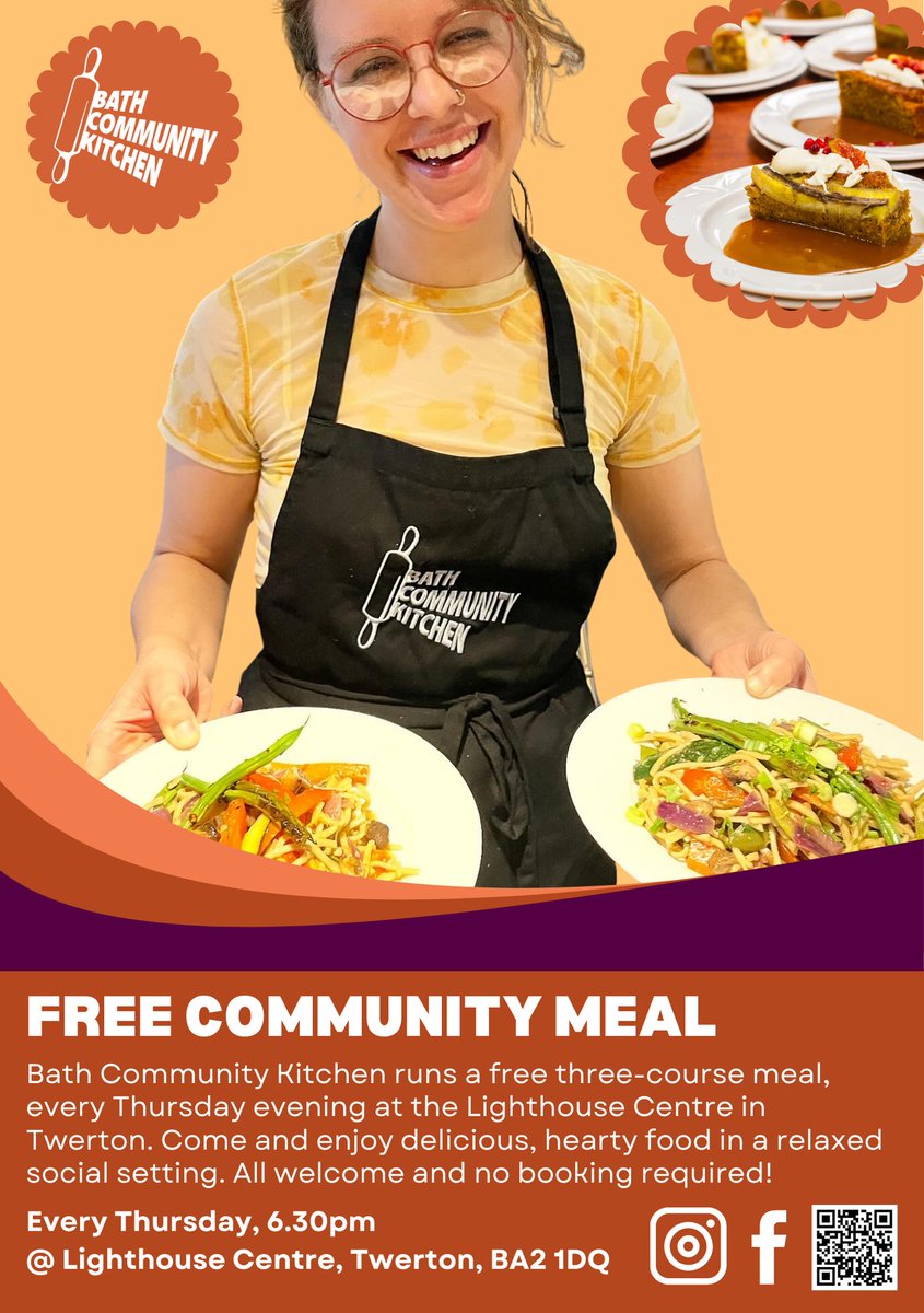 With the darker nights coming join Bath Community Kitchen for a little warmth and light and a hot three course meal on Thursdays 6.30pm, Lighthouse Centre, Twerton. <a href="/BathCityFarm/">Bath City Farm</a> <a href="/Twerton_Infants/">Twerton Infants</a> <a href="/CWHBANES/">Community Wellbeing Hub</a>