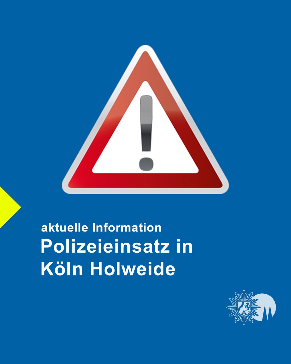 polizei_nrw_k's tweet photo. Aktueller #Einsatz
📍Im Bereich #Holweide gibt es einen größeren Polizeieinsatz.
📍Wir sind mit vielen Einsatzkräften vor Ort und klären die Situation.
📍Wir sperren wir im Bereich Gesamtschule Holweide.
❌Bitte meiden Sie den Bereich. Folgen Sie uns hier und auf Facebook. https://t.co/VOpv3qqabv