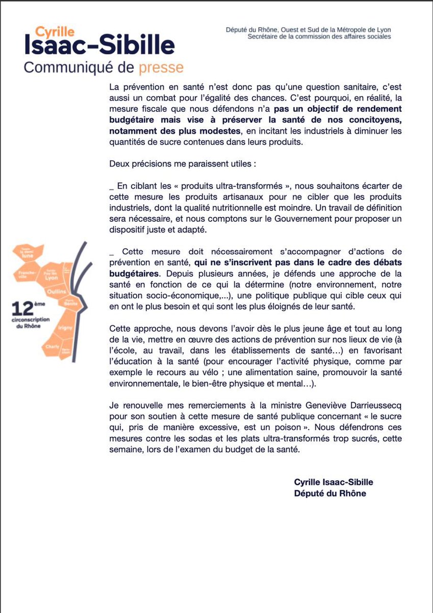 Avec le <a href="/MoDem/">MoDem</a> , nous nous engageons dans une alimentation plus saine pour les français. L’objectif :

❌ MOINS DE SUCRES AJOUTÉS 

Ajd 1 🇫🇷 sur 3 est en surpoids, nous devons PRESERVER la santé des français
 
🗣️ Retrouvez mon CP suite à ma #QAG 

#AN #taxesucres