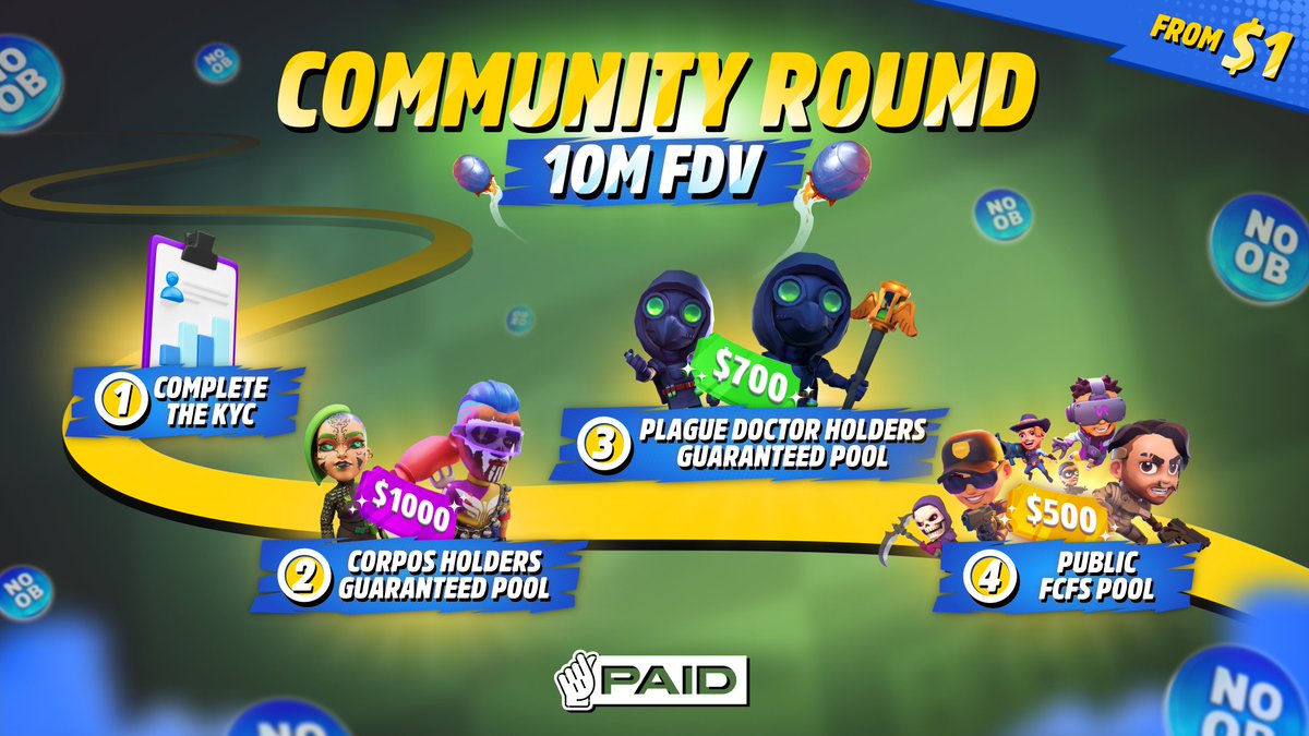 COMMUNITY ROUND IN 7 DAYS 🚨

Starting from $1, the choice is in your hands 👇🏻

👑 Corpos holders → UP TO $1000 per NFT
🧪 Plague Doctor holders → UP TO $700 per NFT
👥 Public → UP TO $500

We want to give everyone the freedom to choose how to be part of the $NOOB journey 🤝🏻