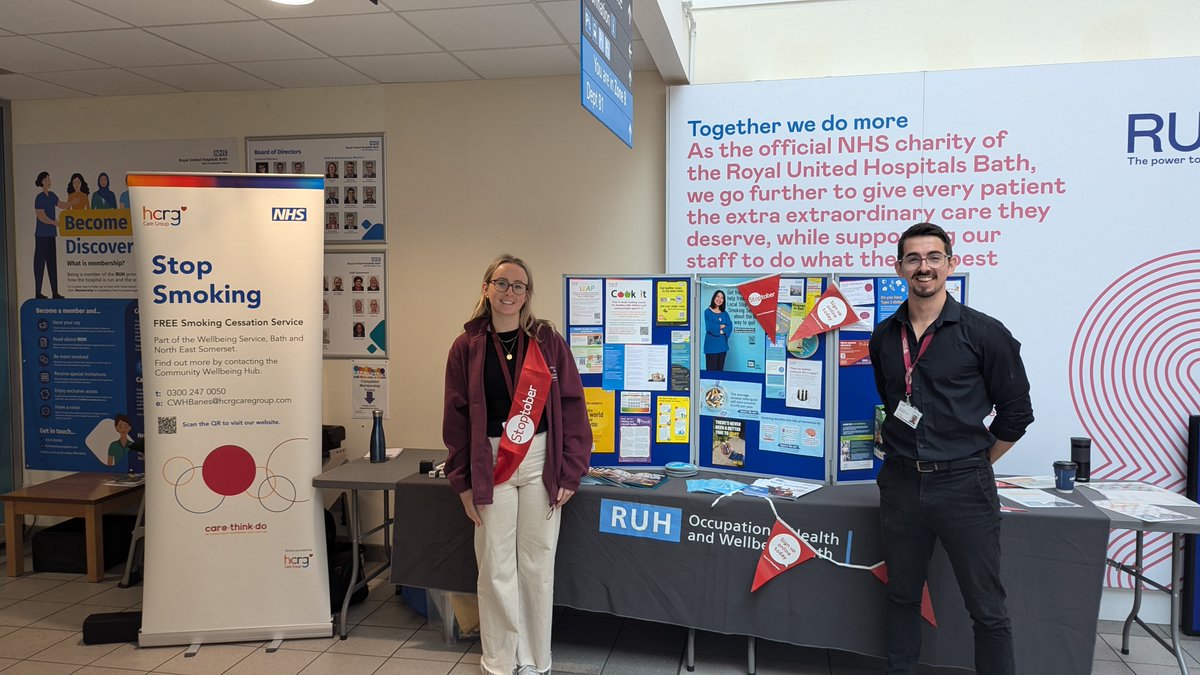 Stoptober event earlier this month at the RUH. Have you been spurred on to quit smoking during Stoptober? Well done if you have but it's never too late to quit! Check out nhs.uk/live-well/quit… or call the Community Wellbeing Hub to access support to stop smoking 0300 247 0050