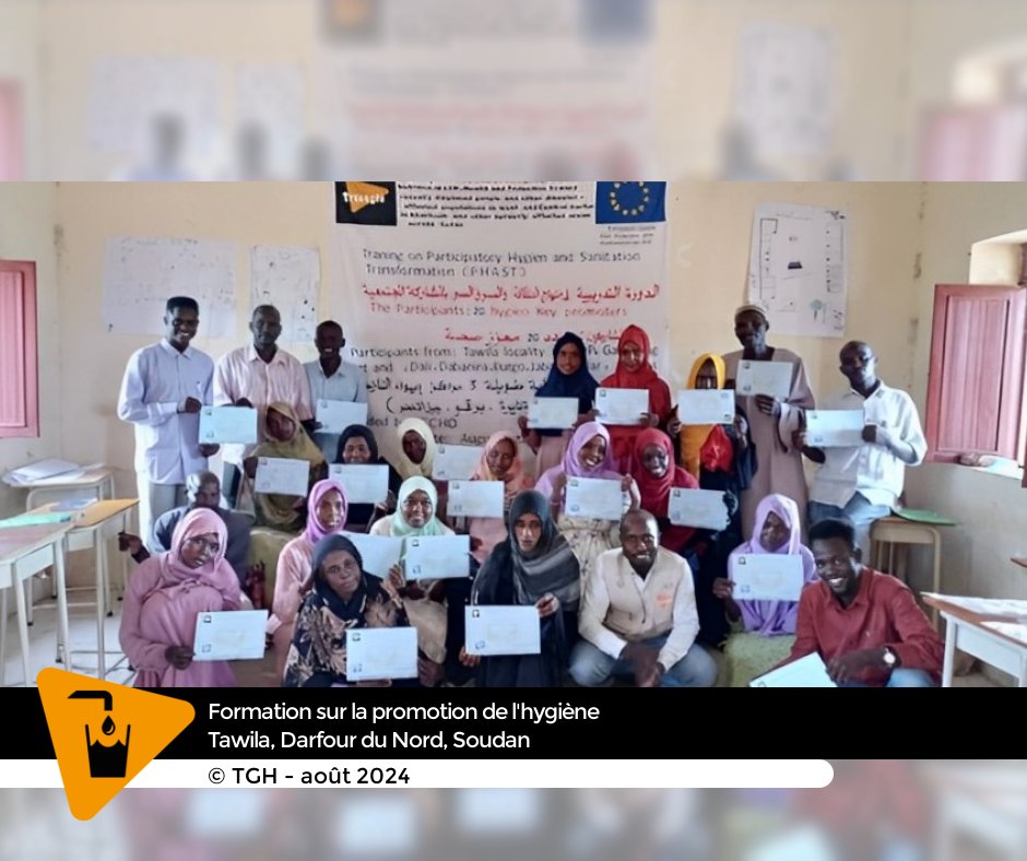 Au Soudan, grâce au soutien de <a href="/EU_Commission/">European Commission</a>, #TGH met en place des activités #WASH pour répondre aux besoins des #populations locales : 
➡️Transport d'#eau par camion, 
➡️#Réhabilitation de latrines, 
➡️#Formations de promotion à l'#hygiène, 
➡️#Distribution de kits d'hygiène.