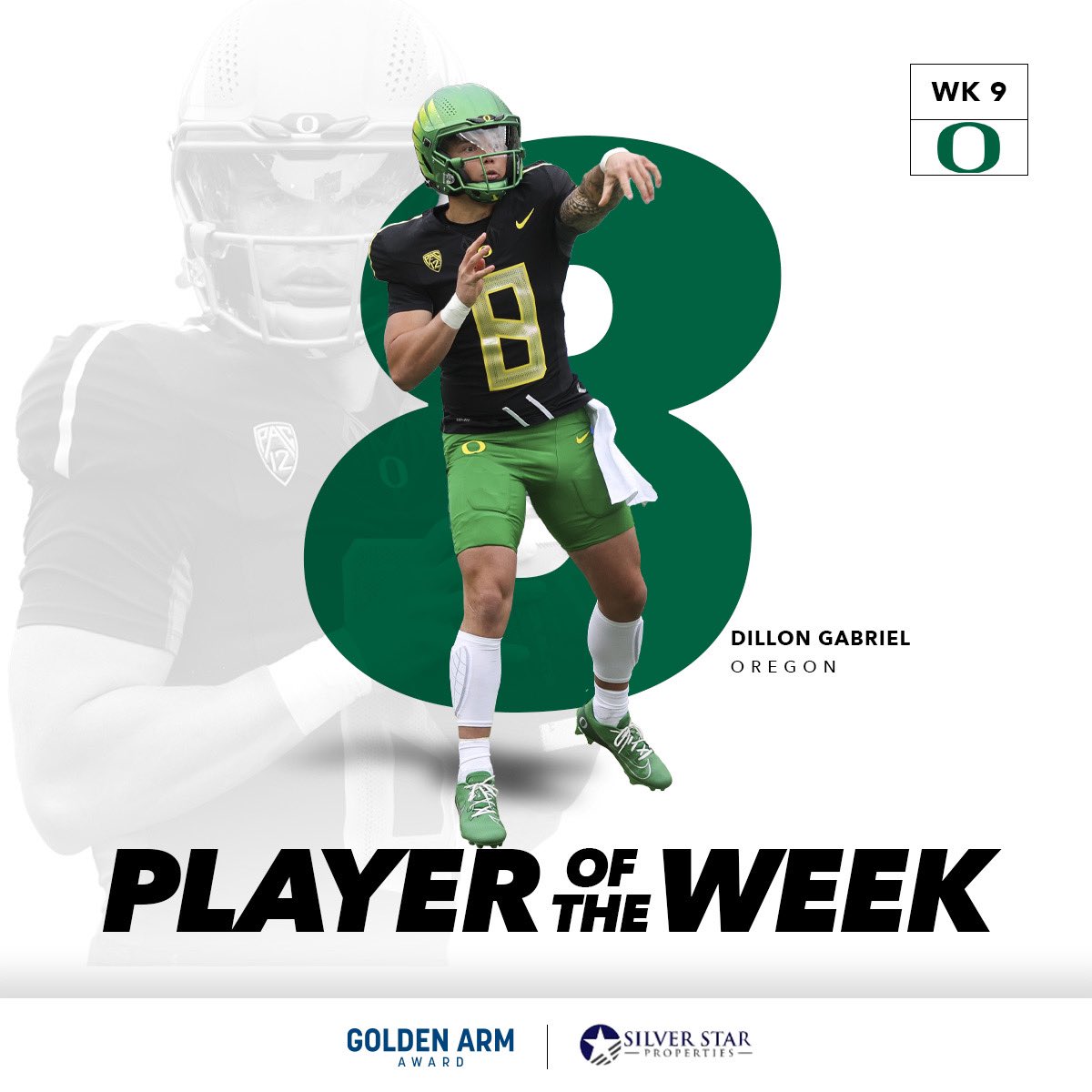 Dillon Gabriel is COOKING 🍳 

Gabriel threw for 291 yards and three touchdowns in Oregon’s win over Illinois to win Silver Star Properties Player of the Week honors.