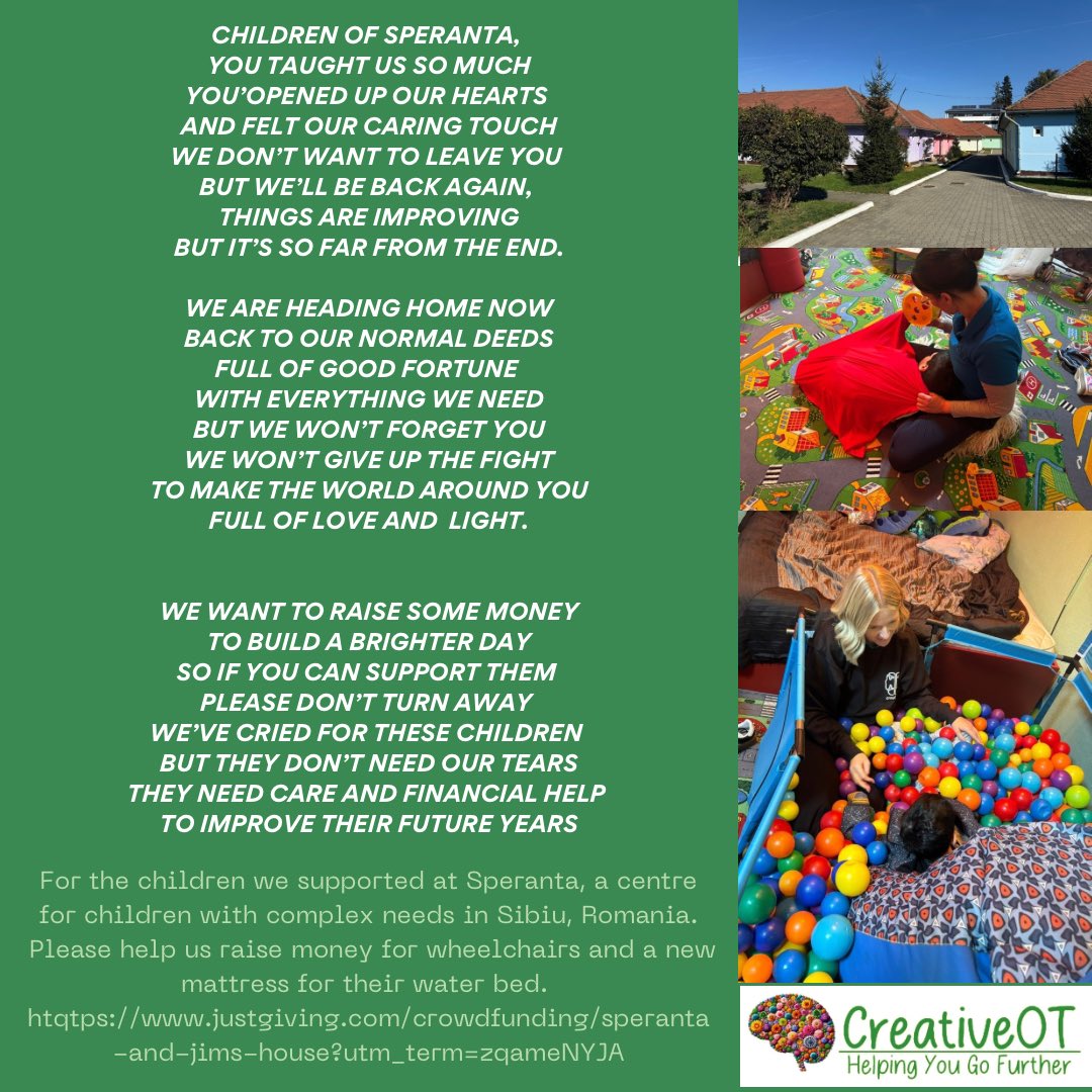 CreativeOT_'s tweet photo. Raising money to support the children we #Volunteer with in Romania. #occupation #SensoryExperience 
https://t.co/NnPw99Y438 https://t.co/CQICP1oNhl