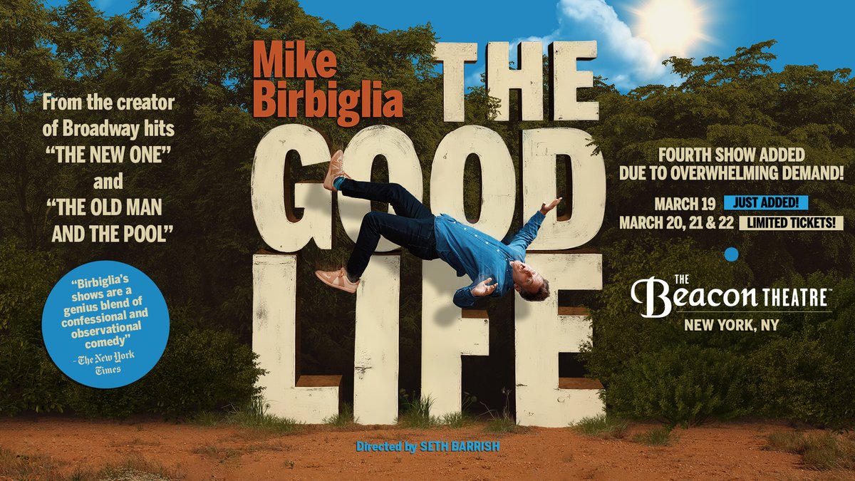 Beacon Theatre (@beacontheatre) on Twitter photo Tickets are ON SALE now to see <a href="/birbigs/">Mike Birbiglia</a>: The Good Life at the Beacon on Mar 19 - 22!
🎟️: go.beacontheatre.com/MikeBirbiglia Tickets are ON SALE now to see <a href="/birbigs/">Mike Birbiglia</a>: The Good Life at the Beacon on Mar 19 - 22!
🎟️: go.beacontheatre.com/MikeBirbiglia