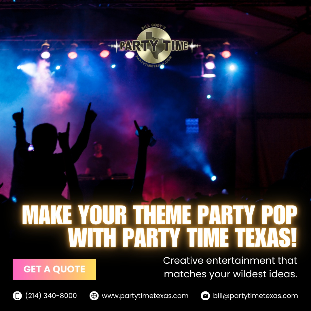 DJBillCody's tweet photo. Your wildest ideas deserve a celebration to match! 

With Party Time Texas, we’ll bring your theme to life with creative entertainment that’ll have everyone talking! 🎉 

🌐 https://t.co/TBovjIMFYV
📞 214-340-8000
📧 bill@partytimetexas.com

#BillCodysPartyTimeTexas #DallasDJ https://t.co/9DWxrtQFb5