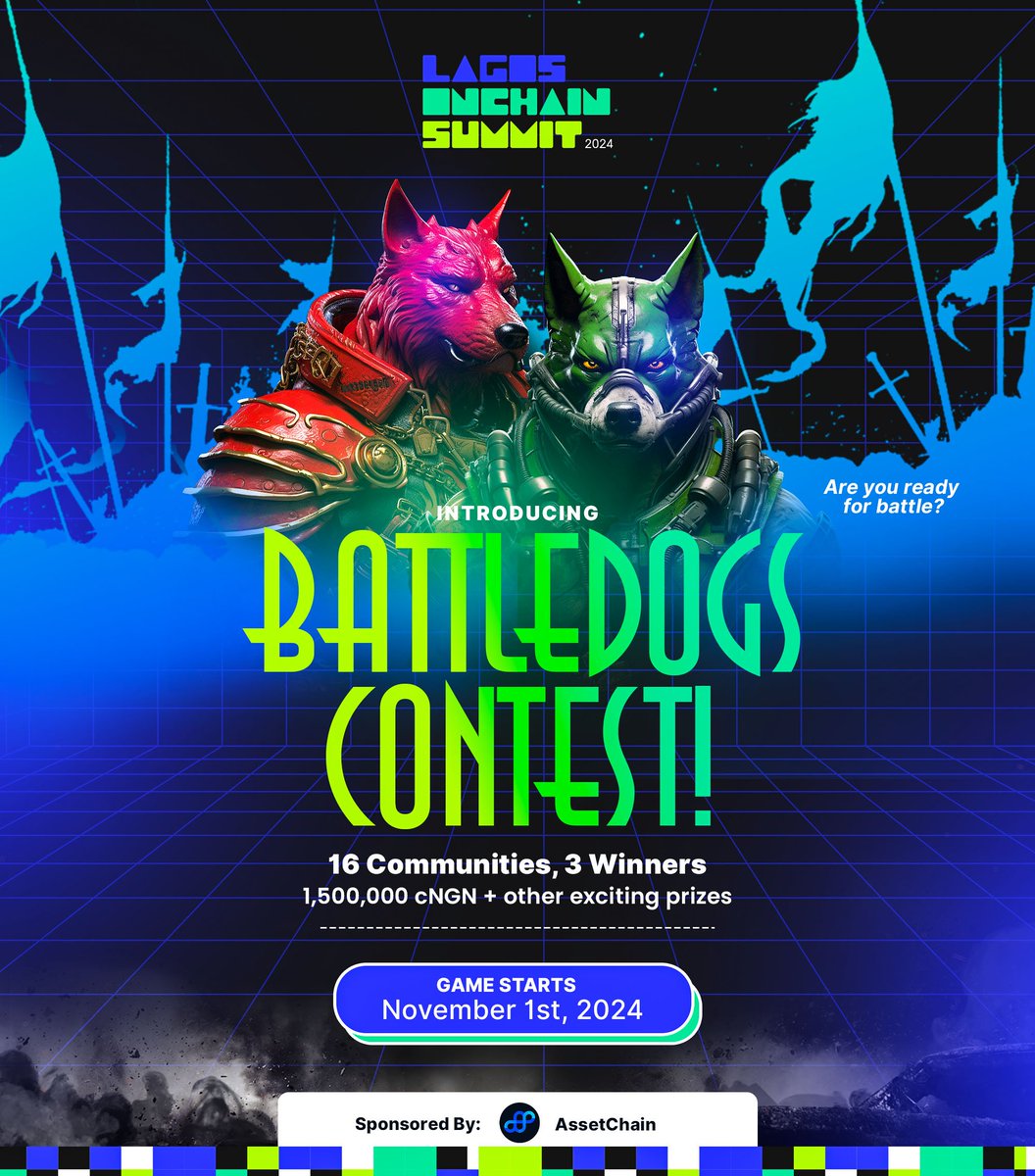LagosOnchain's tweet photo. @BattledogsArena and @rwaassetchain are taking us straight to the battle arena for an epic start! 🐾💥 

16 communities. 
One Alpha Dog. 
Played with cNGN on the Asset Chain testnet—a battle of friends and foes? 

Let the showdown begin! #BattleDogs #AssetChain #cNGN https://t.co/bWWRjvZhd7