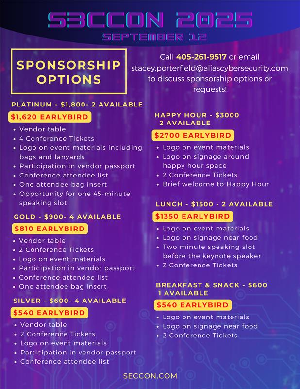 cyber_AF's tweet image. 🚀 Power up your presence at #S3CCON2025! Sponsorships are officially open. Join the cyber elite and showcase your brand in the ultimate cybersecurity arena. Secure your spot by December 31, 2024, to enjoy a 10% discount.

#CyberGrid #InfoSec #S3CCON #InfoSec #Cybersecurity