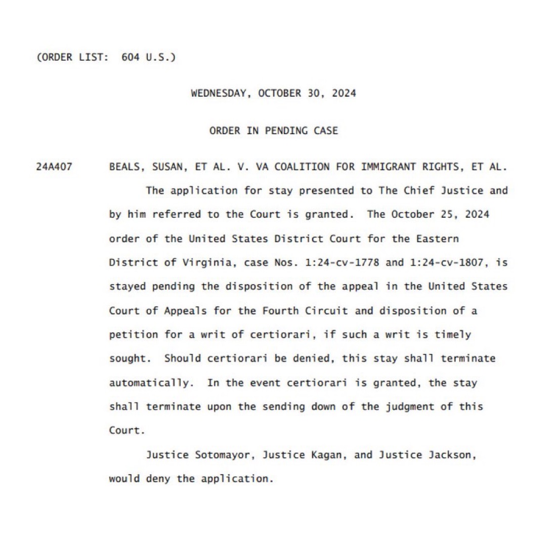 GuntherEagleman's tweet image. BREAKING: SCOTUS just ruled 6-3 on allowing Virginia to remove noncitizens from voting roles.

This is a HUGE win for election integrity!