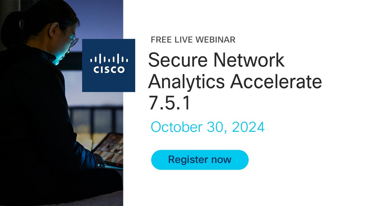 LearningatCisco's tweet photo. Whether you're new to Secure Network Analytics or need a refresh, we'll show you the fastest, most efficient ways to onboard, learn, configure, and optimize your deployment.

📆 October 30, 2024 | 9 a.m. Pacific Time

Register free now 👉 https://t.co/hlutniGFMc

#NetworkSecurity https://t.co/IfNP3vHJ4l