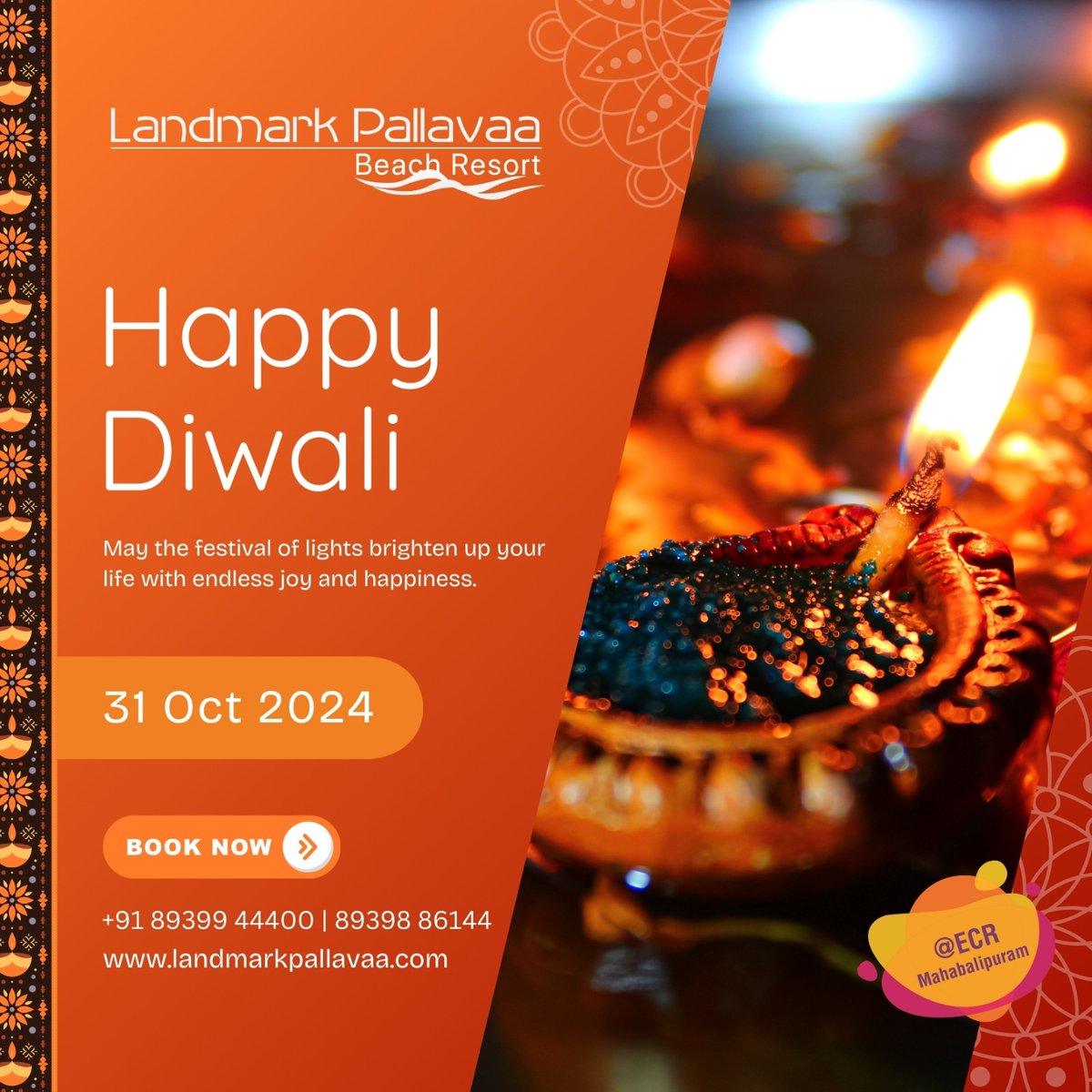 LandmarkPallava's tweet photo. ✨🌊 Happy Diwali from Landmark Pallavaa Beach Resort! 🌊✨

📍 Visit us at: Landmark Pallavaa Beach Resort
Visit Us: https://t.co/keUHdsXAfB
For Exciting Offers, Call 089399 44400 | +91 89398 86144

#DiwaliAtLandmarkPallavaa #FestivalOfLights #BeachsideBliss  #HappyDiwali https://t.co/1on0WZU6fL