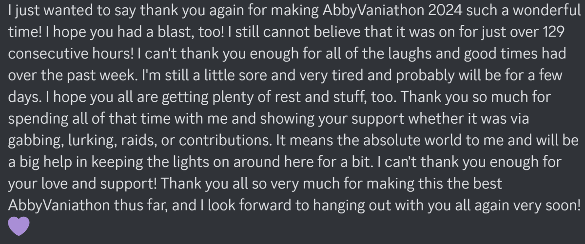 Thank you all for making AbbyVaniathon 2024 such an amazing time!