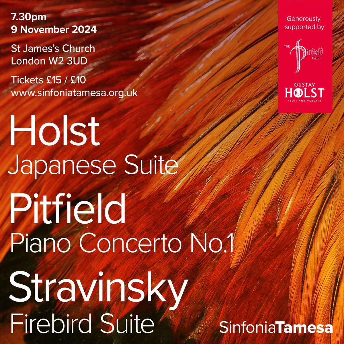SinfoniaTamesa's tweet photo. Sinfonia Tamesa are also proud to present our autumn concert in association with the Holst Society. Please come and hear The Japanese Suite, written at the same time as The Planets, and for the Japanese dancer, Michio Ito.
#holst150 #holstsociety #sinfoniatamesa https://t.co/Mo9CnG6tX2
