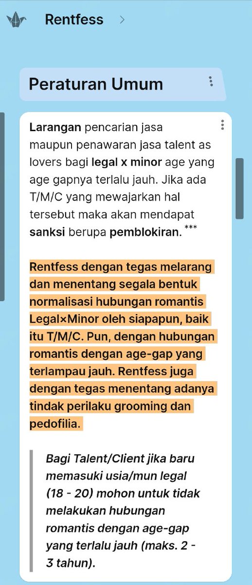 bfgrent's tweet photo. Mohon kerjasamanya untuk menjaga keamanan dan kenyamanan komunitas, DILARANG MEMALSUKAN UMUR. Apapun alasan/kepentingannya. Serta perlu dipahami kembali aturan pada kedua bagian ini, lebih lengkapnya cek link pada bio kami. Tidak perlu dijabarkan satu persatu lagi. https://t.co/q223DTvTfY