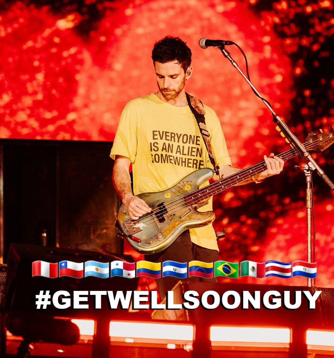 coldplaymexico's tweet image. ¡Los fans de Latinoamérica unidos deseamos que te recuperes pronto querido Guy!" #GetWellSoonGuy 

🇵🇪🇨🇱🇦🇷🇨🇴🇵🇦🇸🇻🇻🇪🇧🇷🇲🇽🇨🇷🇵🇾

@coldplay @coldplay_peru @ColdplayArgenti @coldplaycl @ColdplayColombi @coldplay_pmaofc @coldplaybrasil @ColdplayCR @coldplaymexico @Coldplay_sv @debswild