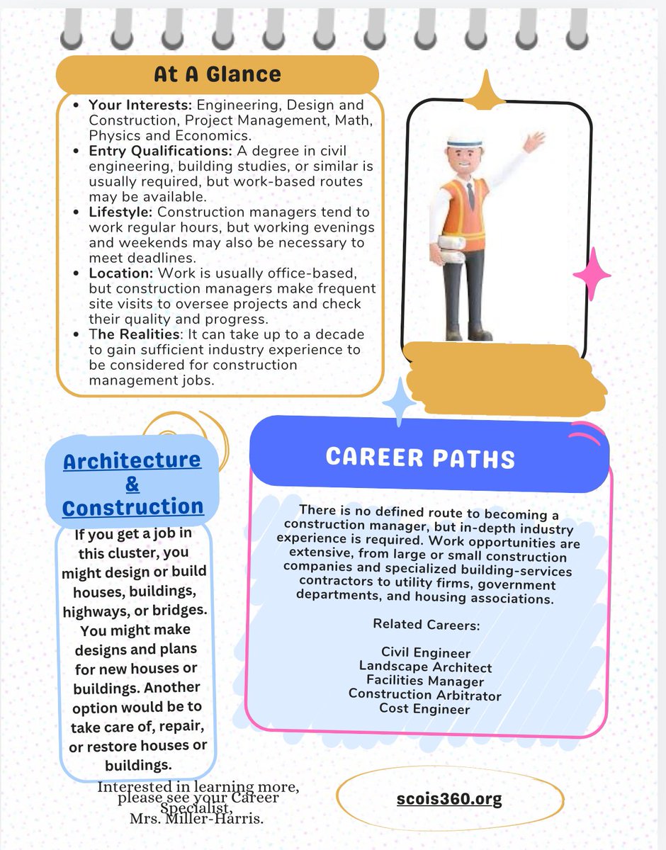 DMiller3374's tweet photo. 🔨 #WorkforceWednesday Spotlight 🔨
Today, we’re highlighting the role of a Construction Manager! They oversee projects from start to finish, ensuring quality, budget, and timelines are met. 👷‍♂️ #CareerExploration @FairfieldMiddle https://t.co/LXNodfUkOT