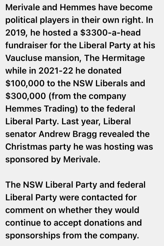 LyndaFrench19's tweet photo. #NSWLibs #nswpol is  #FlightUpgrades a #LNPDistraction from this? #LNPDirt
#PoliticalDonations
#JustinHemmes
#Hospitality giant #Merivale following claims of sexual harassment, exploitation and drug use #lobbyists

https://t.co/5AUNOpIHNH

https://t.co/qvfeJHXUb0 https://t.co/sG9zZK62jQ