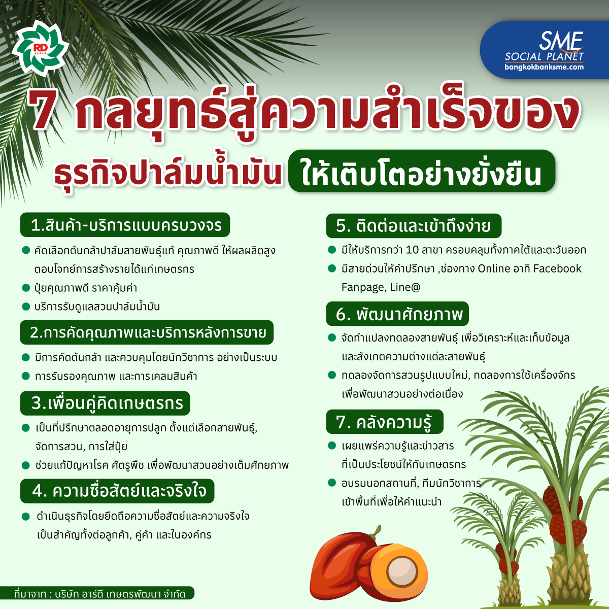 bangkokbanksme's tweet image. 🟦🟠7กลยุทธ์สู่ความสำเร็จของ“ธุรกิจปาล์มน้ำมัน” ให้เติบโตอย่างยั่งยืน
.
🔘 ติดตามรายละเอียด : bangkokbanksme.com/en/7tpspalm
.
#Transforms #Transformation #ความยั่งยืน #นวัตกรรมใหม่ #อาร์ดีเกษตรพัฒนา #เกษตรกรไทย #ปาล์มน้ำมัน #เกษตรกรไทย #วิจัยและพัฒนา #การเกษตรยั่งยืน #บริการครบวงจร