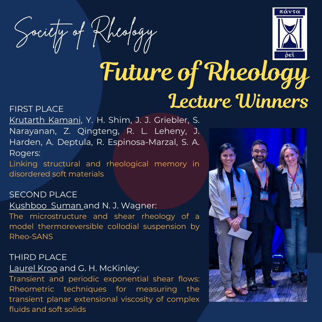 The Society of Rheology (@sorheology) on Twitter photo The Future of Rheology seminar series held their first ever in-person mini session at #SoR2024 on October 16. The SoR packed the room for these promising young rheologists! Congratulations to <a href="/KrutarthMKamani/">Krutarth Kamani</a>, Kushboo Suman, and <a href="/LaurelKroo/">Laurel Kroo</a> who were recognized with awards! The Future of Rheology seminar series held their first ever in-person mini session at #SoR2024 on October 16. The SoR packed the room for these promising young rheologists! Congratulations to <a href="/KrutarthMKamani/">Krutarth Kamani</a>, Kushboo Suman, and <a href="/LaurelKroo/">Laurel Kroo</a> who were recognized with awards!
