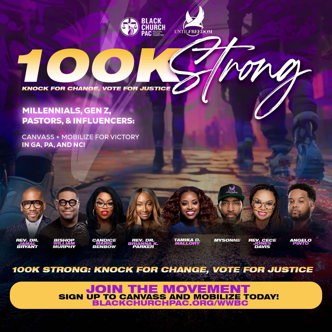 The decisions made this November will define our future, and we’re stepping up to make sure our voices are heard. Vote for Justice is bringing 100K volunteers across GA, PA, and NC to mobilize, inspire, and engage our communities. 

Sign up now. loom.ly/b71JkEE ✊🏾💜