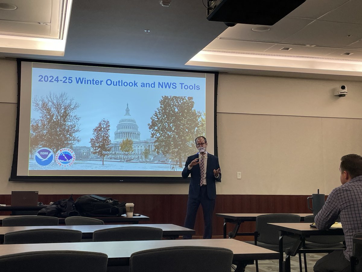 ReadyFairfax's tweet photo. ❄️ On Monday our staff attended the Winter Weather Briefing by @VaDOTNOVA, reviewing winter ops and resources. The @NWS_BaltWash shared the seasonal outlook and tools to keep us prepared for whatever the season brings! Are you team snow or no snow? #FFXSnow #Preparedness https://t.co/5DB3czCODt