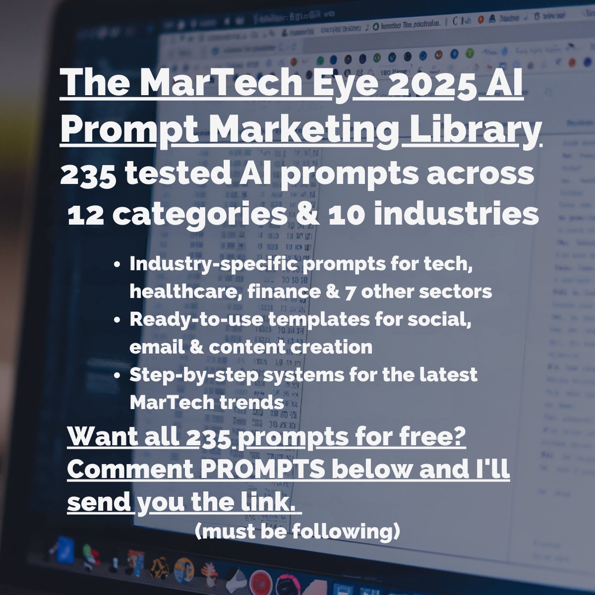 Just finished creating a complete, ready-for-2025, AI prompt marketing library for founders and growth professionals.

To be precise, 235 tested AI prompts across 12 categories and 10 industries.

All compiled into one comprehensive library.

They include:
👉 Industry-specific