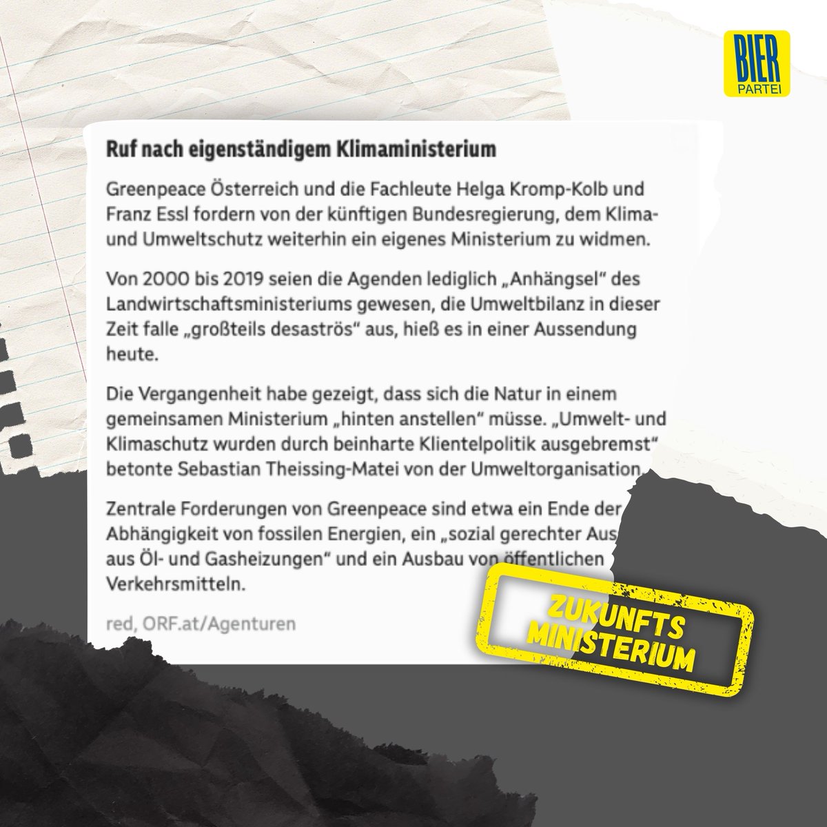 Wir hätten da a Idee: a Zukunftsministerium.