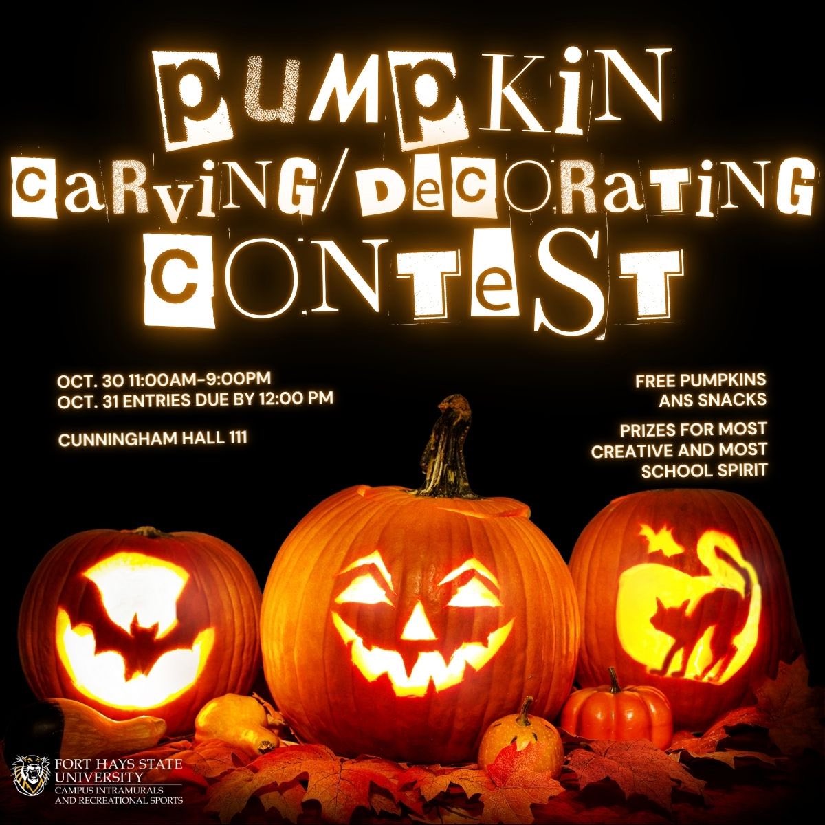 FHSUimrec's tweet photo. Hurry before the pumpkins disappear! https://t.co/UYlol3FzZF