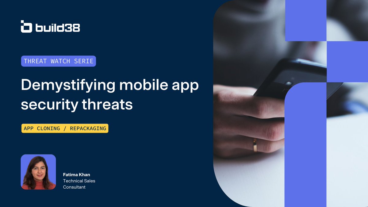 build38dotcom's tweet image. 🚨 New Video Alert! 🚨

Check out Episode 1 of our Threat Watch Series, where we tackle App Cloning and #Repackaging—two major threats to mobile app security. Learn how to protect your business!

Watch here: build38.com/resources/webi…
#AppCloning  #MobileSecurity