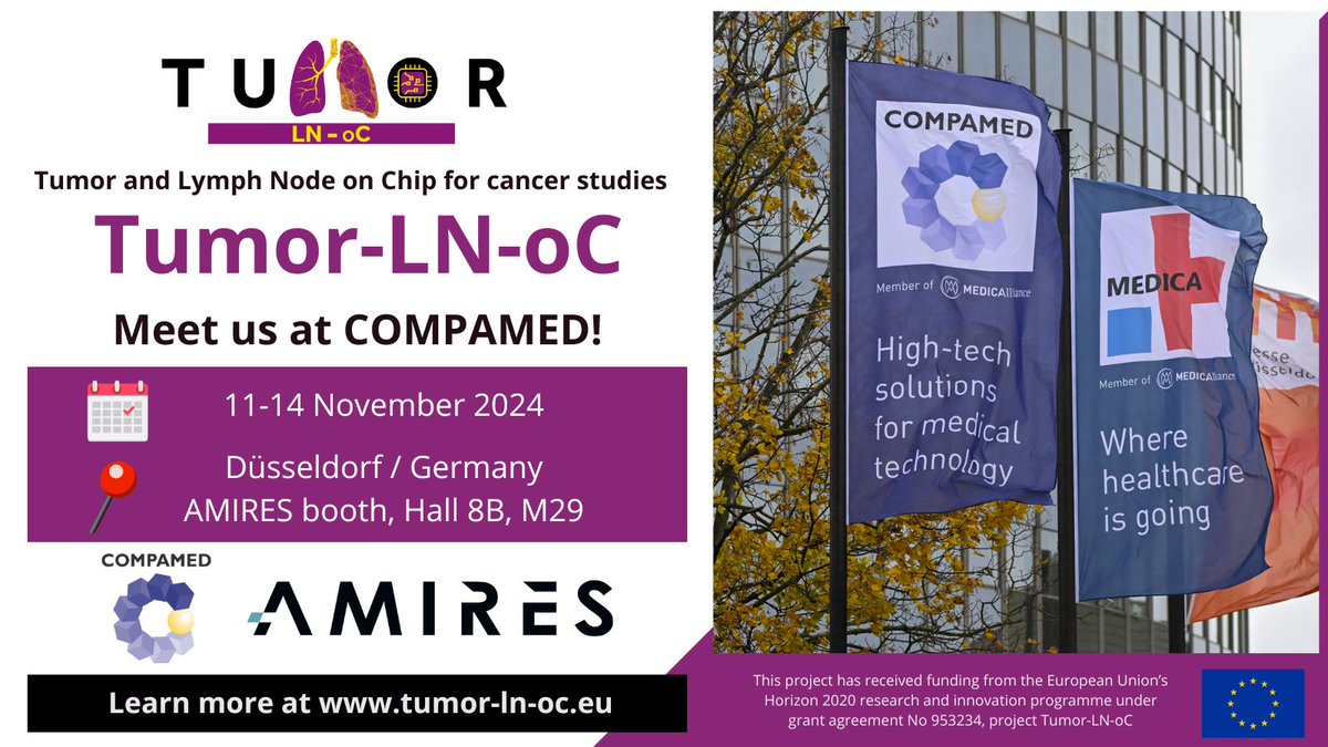 Tumor-LN-oC (@tumor_ln_oc) on Twitter photo 👋Meet us at <a href="/MEDICATradeFair/">MEDICA</a>!
<a href="/Tumor_LN_oC/">Tumor-LN-oC</a> partner <a href="/AMIRES/">Amir Eshaghzadeh</a> will be present with a booth at <a href="/COMPAMED/">COMPAMED</a> to share the exciting idea and preliminary results of the project! 🔬
📆11-14 Nov. 2024
🇩🇪Messe Düsseldorf
📌Hall 8b, Booth M29
We look forward to connecting with you!🤝 👋Meet us at <a href="/MEDICATradeFair/">MEDICA</a>!
<a href="/Tumor_LN_oC/">Tumor-LN-oC</a> partner <a href="/AMIRES/">Amir Eshaghzadeh</a> will be present with a booth at <a href="/COMPAMED/">COMPAMED</a> to share the exciting idea and preliminary results of the project! 🔬
📆11-14 Nov. 2024
🇩🇪Messe Düsseldorf
📌Hall 8b, Booth M29
We look forward to connecting with you!🤝