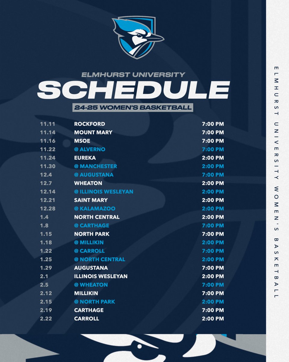 Elmhurst University Women's Basketball (@elmhurstu_wbb) on Twitter photo Mark your calendars!! The 2024-2025 season is just around the corner! 12 days till tip off!
<a href="/ElmhurstBluejay/">Elmhurst University Athletics</a> Mark your calendars!! The 2024-2025 season is just around the corner! 12 days till tip off!
<a href="/ElmhurstBluejay/">Elmhurst University Athletics</a>