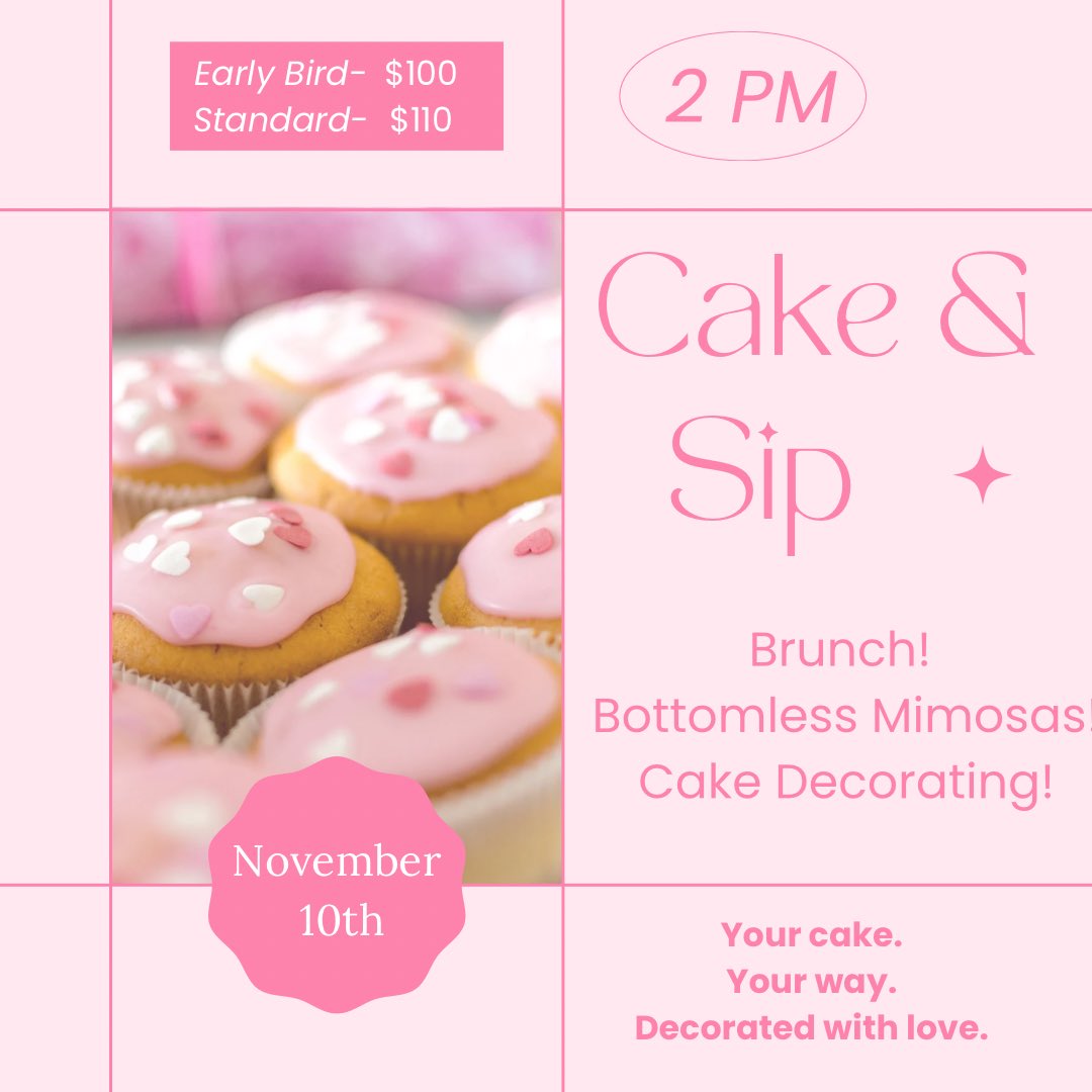 1of1EventsDMV's tweet photo. What’s better than brunch? 🥂 Brunch with bottomless mimosas AND cake decorating! 🍰✨ #Cakesgiving is going down on Nov 10th at @1of1Events. Y’all don’t want to miss this! https://t.co/ZvEsPi22Sa