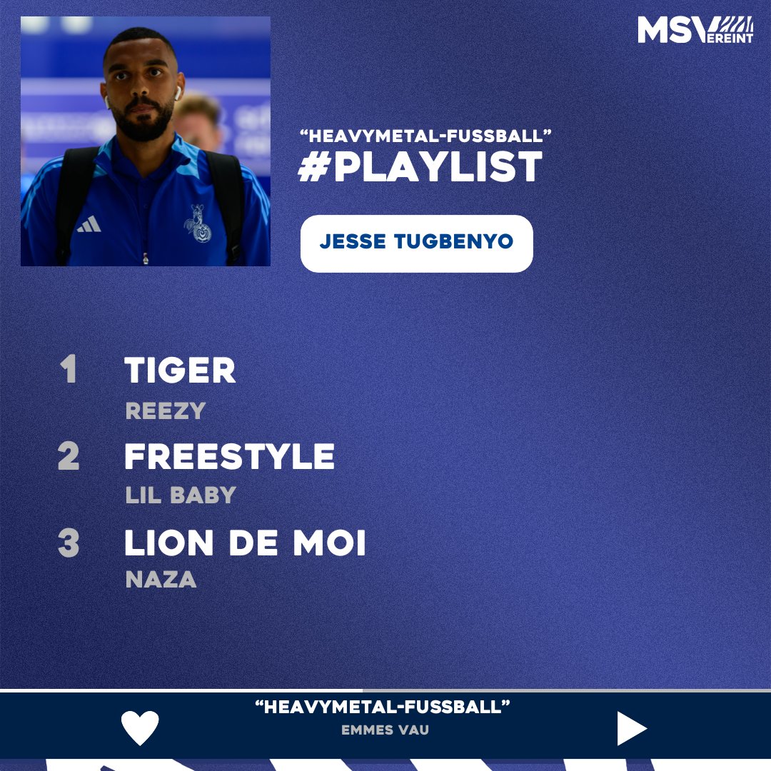 MSVDuisburg's tweet photo. 🎵�� Erweitert um drei Tugbenyo-Tracks für drei Punkte in Bocholt: Die "Auswärtsplaylist" unserer Meidericher Jungs. Hört gerne wieder rein ...
➡️ https://t.co/m15lNNJFAi
#MSVereint #FCBMSV https://t.co/c8dAYclBwP
