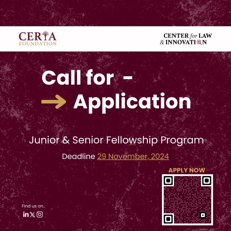 🌟 Apply Now! Center for Law and Innovation is recruiting Junior &amp; Senior Research Fellows for a 6-month program focused on law, innovation, and sustainable development.

🗓️ Deadline: Nov 29, 2024 
🔗 wp.me/p23f03-brl
#ResearchFellowship #Innovation #Law