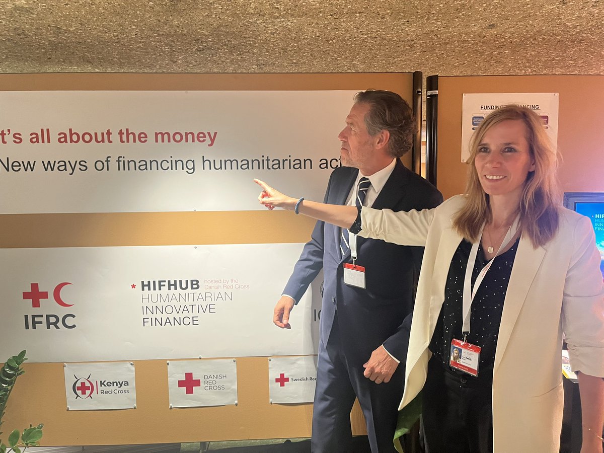 #RCRC24. Interesting discussion at the Joint innovative Finance booth with HIFHUB Director Sofie Munk on how to address humanitarian challenges through innovative financing.