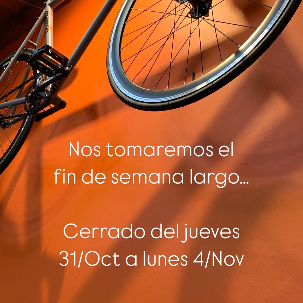 Nos tomaremos el fin de semana largo… estaremos cerrado del jueves 31 de octubre a lunes 4 de noviembre. 

Hoy miércoles 30 de octubre estaremos atendiendo con horario normal. 

¡Buen descanso/viaje!