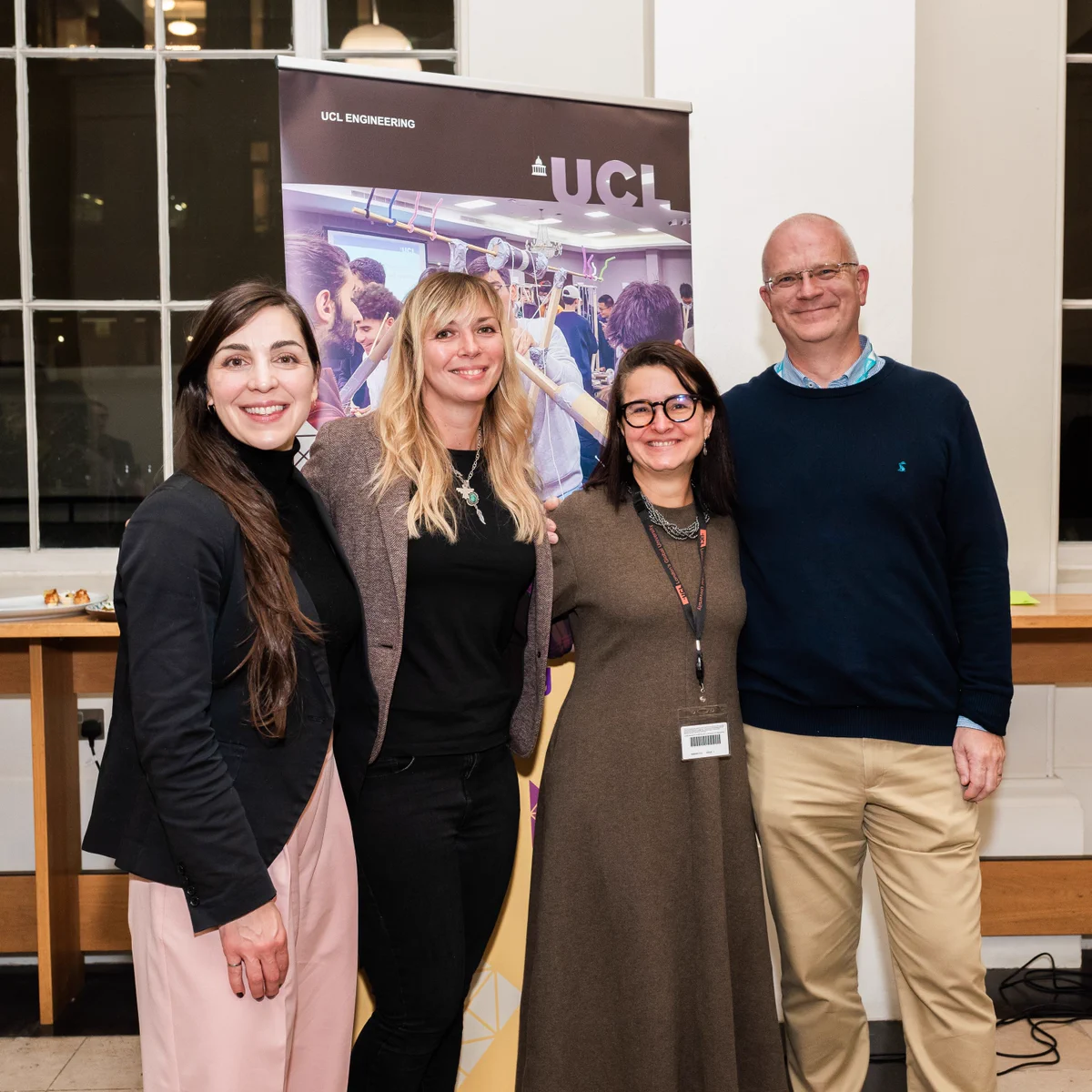 Awards host Emanuela Tilley with winners Lu Lemanski, Elaine Pimentel and Head of Computer Science, Steve Hailes