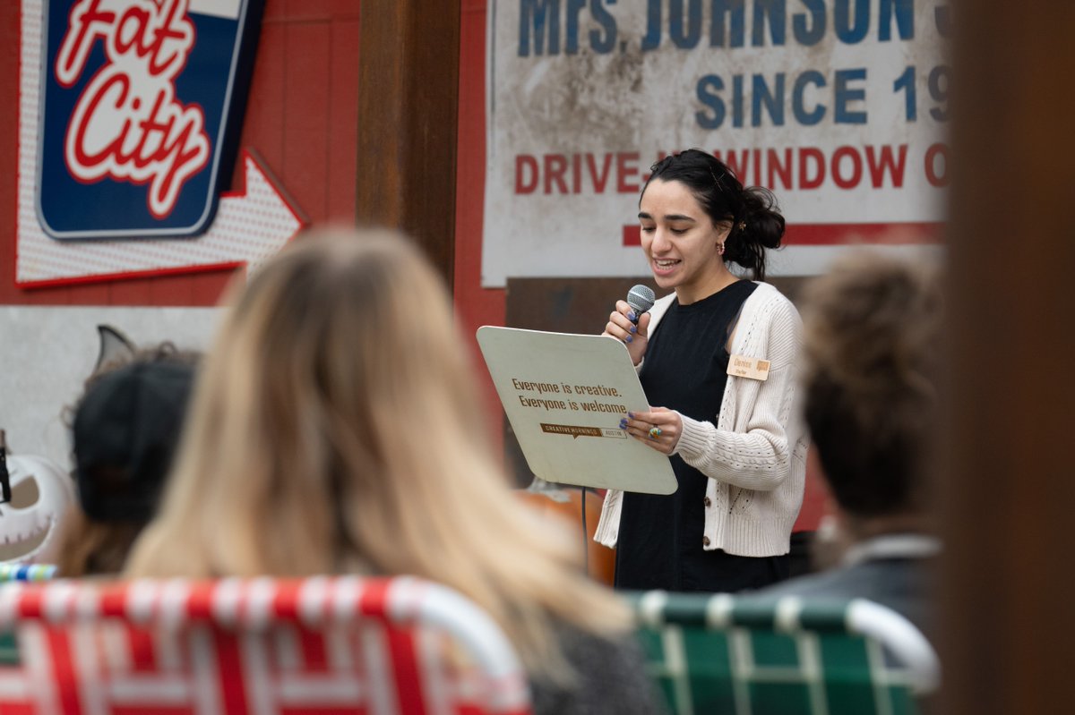 CM_Austin's tweet image. Our #CreativeMornings manifesto was read by Denise Malkoon at our October event. Thanks Denise! #EveryoneIsWelcome #EveryoneIsCreative  #CMvision #CMATX