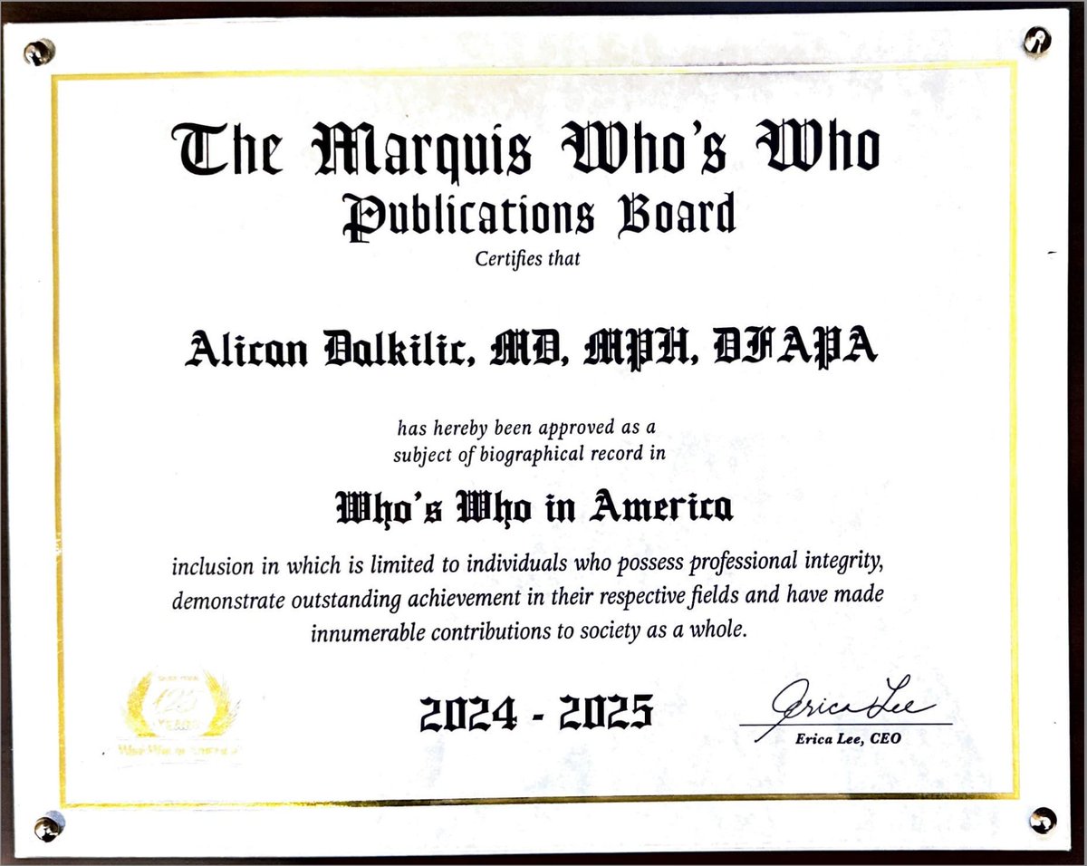 depressiondocs's tweet image. Dr Dal is listed in the The Marquis' Who is Who in America.