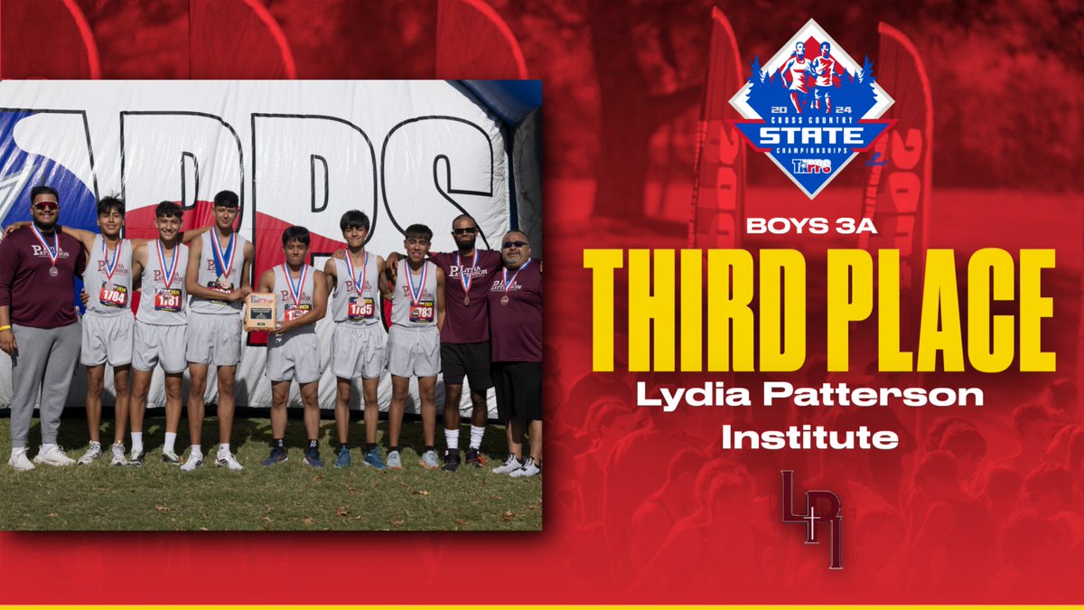 Congratulations to Lydia Patterson Institute, your TAPPS 2024 Cross Country 3A Boys 3rd Place State Team!!