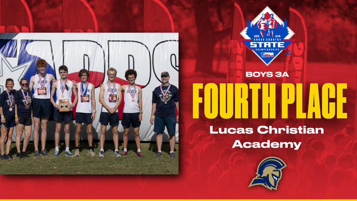 Congratulations to Lucas Christian Academy, your TAPPS 2024 Cross Country 3A Boys 4th Place State Team!!