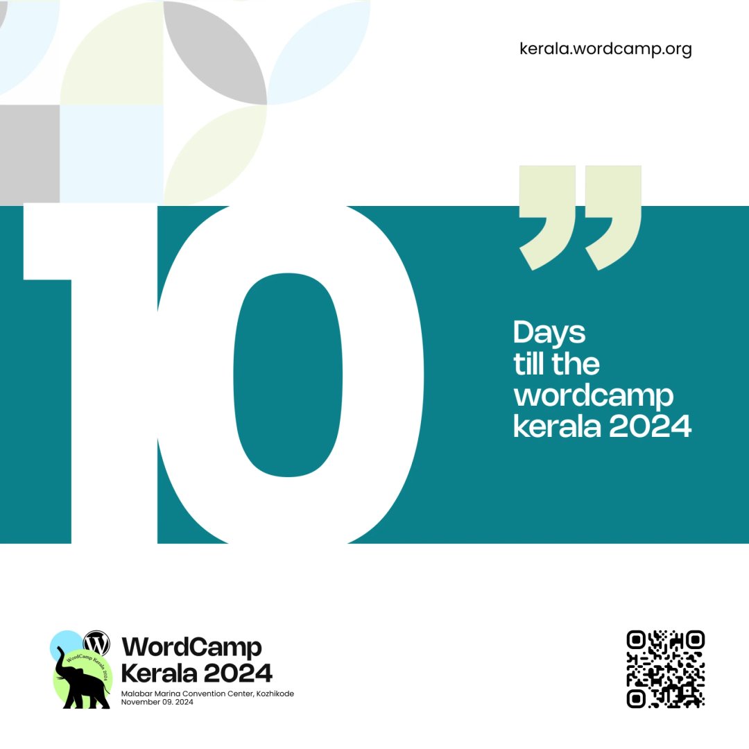 WordCamp_Kerala's tweet photo. Only 10 days left until #WordCampKerala!
🎊 Prepare for a day full of valuable talks, workshops, and networking opportunities.
Don't wait—grab your tickets now!
https://t.co/ucq4uraEmg
#CountdownToWCKerala #WordPressCommunity https://t.co/vabnWSGQlJ