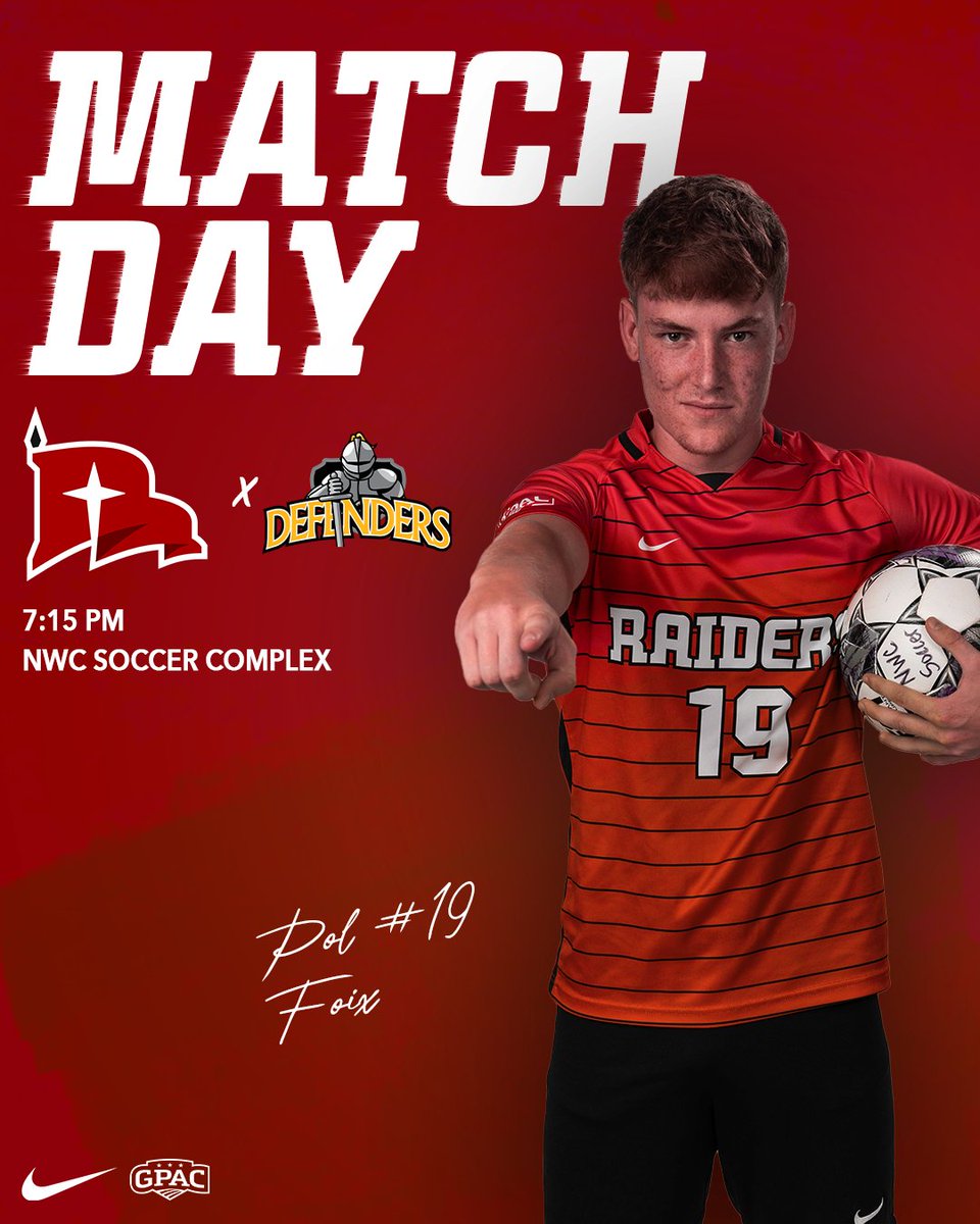 nwcmsoccer's tweet photo. Rounding out the regular season!
🆚 Dordt
📍 Orange City
⏰ 7:15 PM
📺 https://t.co/PObwAzyhjh
📊 https://t.co/DSSGG5DPa6
#RaidersStandOut https://t.co/aTY1ThGati