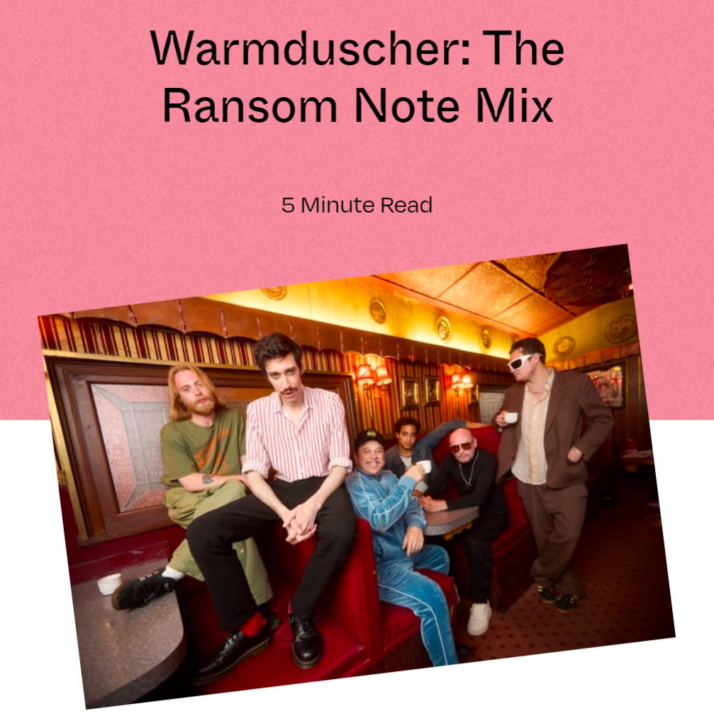 Warmduscher (@warmduscherr) on Twitter photo If this mix was an edible thing, what would it taste like?
Ben and Jerry’s mixed with tequila
Check it out: theransomnote.com/music/mixes/wa… <a href="/ransomnoted/">Ransom Note</a> If this mix was an edible thing, what would it taste like?
Ben and Jerry’s mixed with tequila
Check it out: theransomnote.com/music/mixes/wa… <a href="/ransomnoted/">Ransom Note</a>