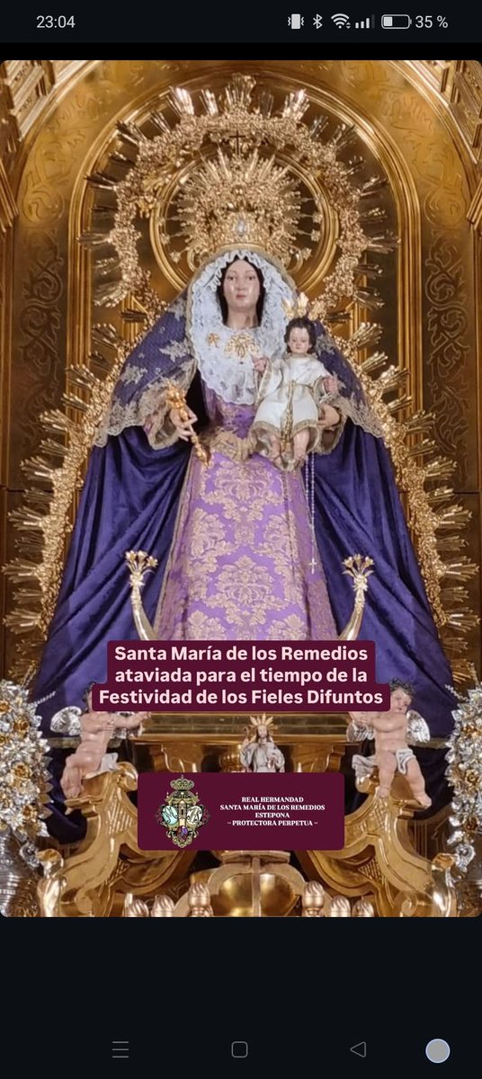 hdadremedios's tweet photo. #Actualidad | Nuestra Titular Mariana, Santa María de los Remedios, ya luce ataviada por su vestidor para la festividad de los Fieles Difuntos.

#RemediosnosGuía #SoydeRemedios https://t.co/YKl4Pt2Eio